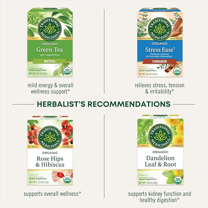 Traditional Medicinals Tea, Organic Hawthorn & Hibiscus, Promotes Heart Health, 16 Tea Bags