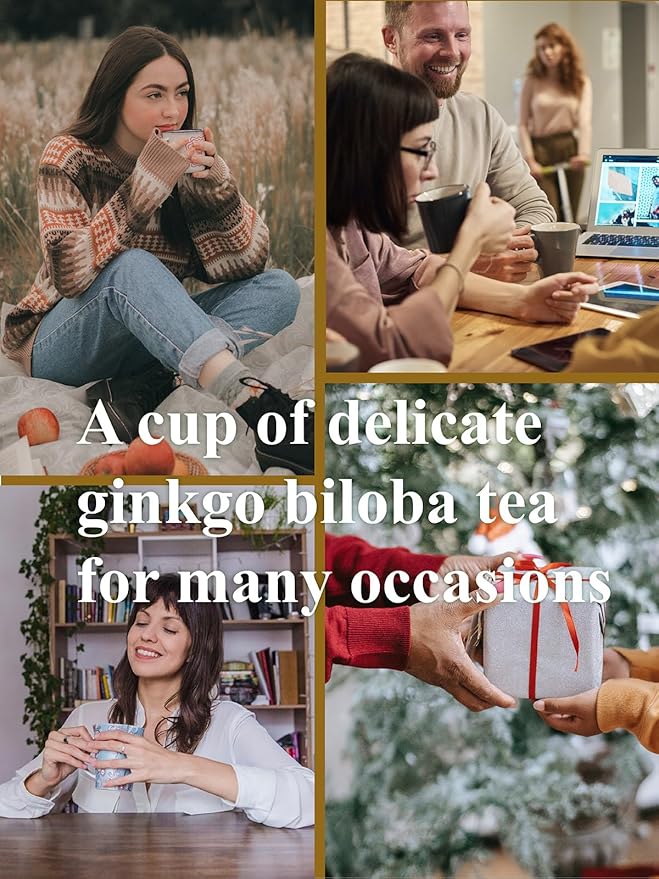 GLDNT Organic Ginkgo Biloba Tea, Dried Ginkgo Biloba Leaves, Mild & Smooth Flavor, Caffeine Free, 100 Count