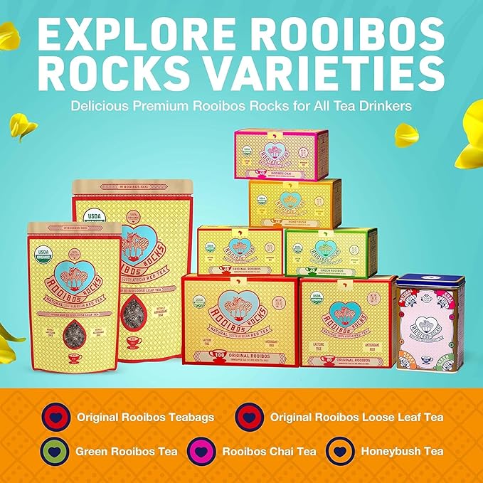 Caffeine Free South African Honeybush Tea 40 Decaf Tea Bags - Premium Tea Safe for Children, Pregnant Women and Nursing Moms – Naturally Sweet, Sustainably Sourced and Ethically Farmed in South Africa