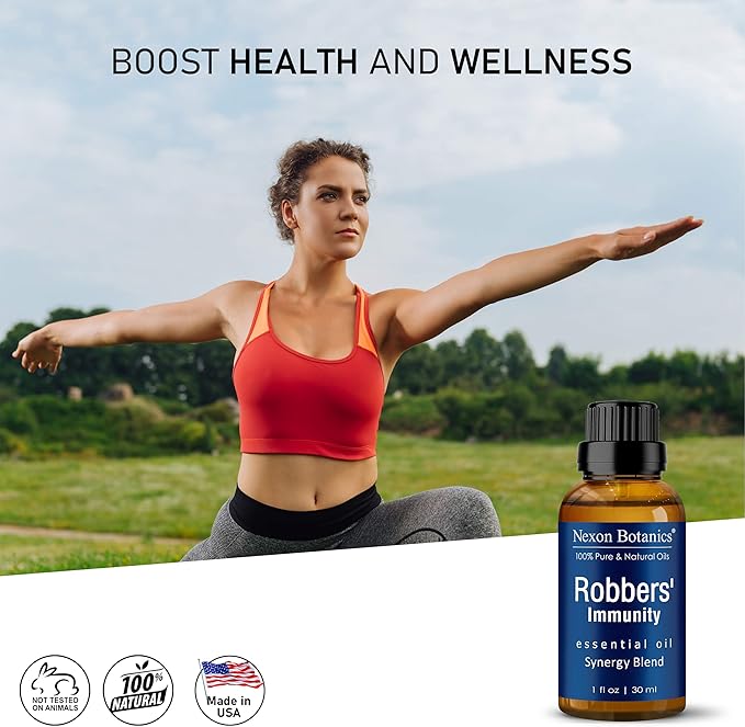 Robbers' Immunity Essential Oil Blend 30 ml - Immune Boost Aromatherapy for Diffusers - Natural Shield Against Germs - Nexon Botanics
