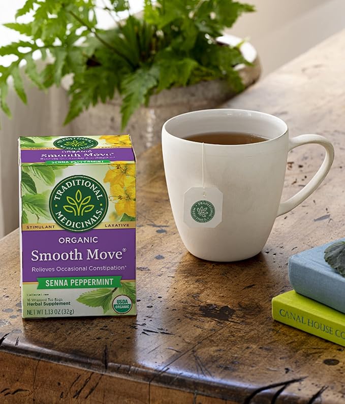 Traditional Medicinals Organic Smooth Move Peppermint Laxative Tea, 16 Tea Bags (Pack of 1)