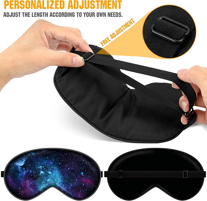 BVYA 3 PCS A Set, Silk Sleep Mask, Eyes Mask, Mulberry Silk Soft Adjustable Strap Eye Cover (I Series)