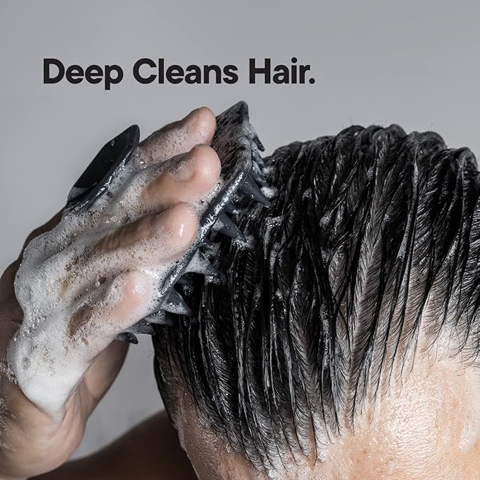 TOOLETRIES Scalp Scrubber & Hook - Silicone Exfoliating Hair Scrubber for Men, Bath & Shower Accessories - Features Silicone-Grip Technology, Removable & Reusable