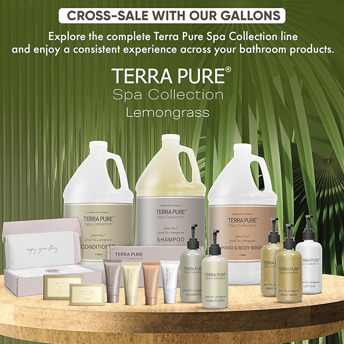 Terra Pure Spa Collection 1 Liter Lotion Refill Bag For Soap Dispensers | Bulk Toiletries for Vacation Rentals, and Home Bathroom Showers | Green Tea Lemongrass | Single