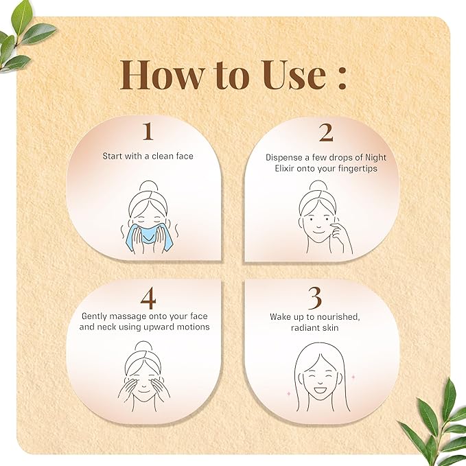 YOGEE Natural Night Skin Elixir | Night Cream for Wrinkles, Reduced Line, Dark Spots | Goat Milk, Saffron, Sesame Oil | 30ml