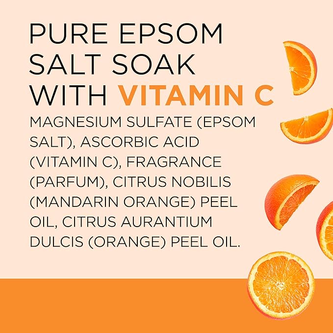 Dr Teal's Salt Soak with Pure Epsom Salt, Glow & Radiance with Vitamin C & Citrus Essential Oils, 3 lbs (Pack of 2)