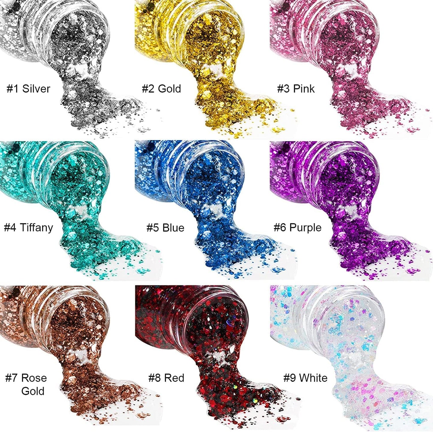 MAEPEOR Chunky Face Body Glitter Gel 19 Colors Mermaid Sequins Holographic Body Glitter Gel Long-Lasting Festival Makeup Glitter Paint for Face Body Hair Nails (30g, 03 Pink)
