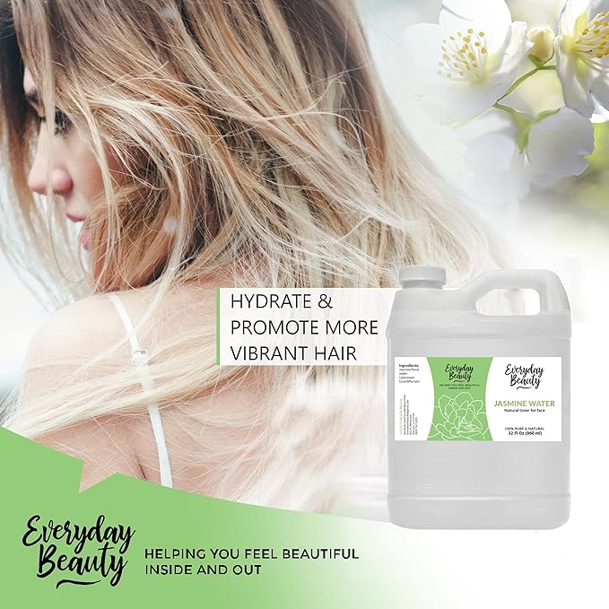 Jasmine Water Facial Toner - Bulk 32 Fl Oz - All Natural Hydrating Spray Mist for Face and Hair - 100% All Natural Jasmine Water Hydrosol