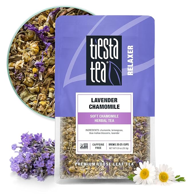 Tiesta Tea - Lavender Chamomile Herbal Tea | Loose Leaf | Calming Blend with Chamomile, Lavender, and Lemongrass | Caffeine-Free Herbal | Great for Hot or Iced | Resealable Pouch, 25 Cups | 0.9 Ounce