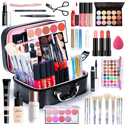 Multi-purpose Makeup Kit All-in-One Makeup Gift Set Colours Mix Eyeshadow Concealer Lip Gloss Pressed Powder and Powder Blusher Cosmetic Makeup Palette Set Kit #096