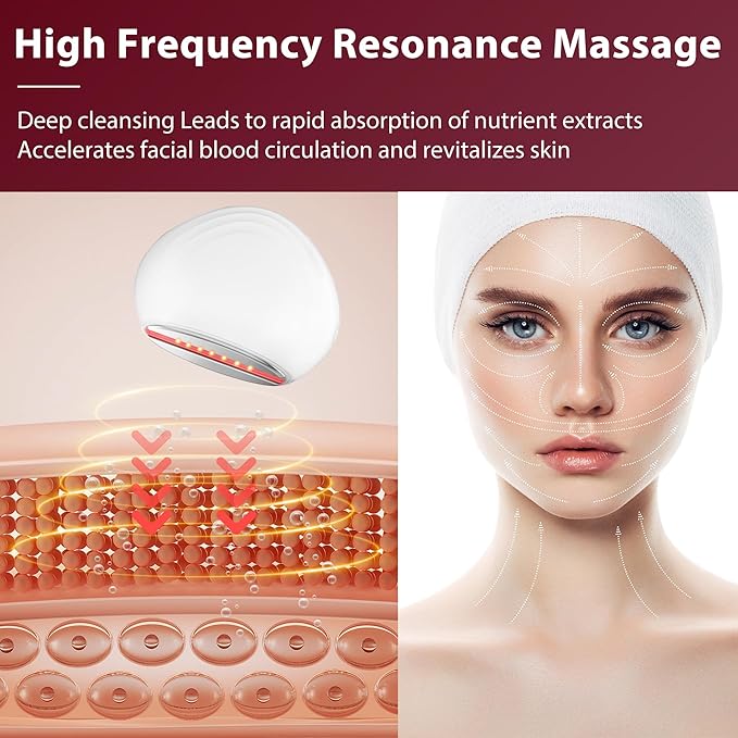 Facial Skin Tightening Device, 6-in-1 Facial Massager Red Light Therapy Beauty Device for Face &Neck Skin Rejuvenation Lifting, Tightening, Infusing, Effective Wrinkle&Puffiness Reduction