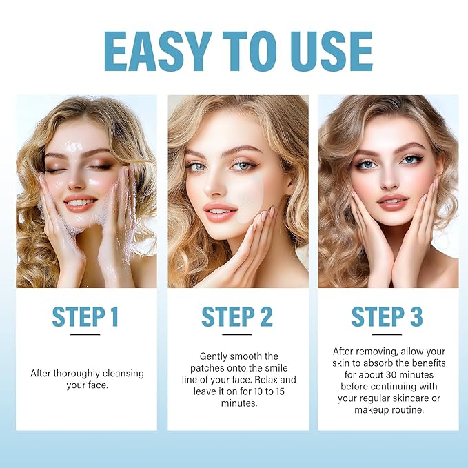 Smile Line Patches, Anti Wrinkle Patches for Face Overnight, Face Wrinkle Patches for Fine Lines Around Mouth & between Eyes,16 Packs