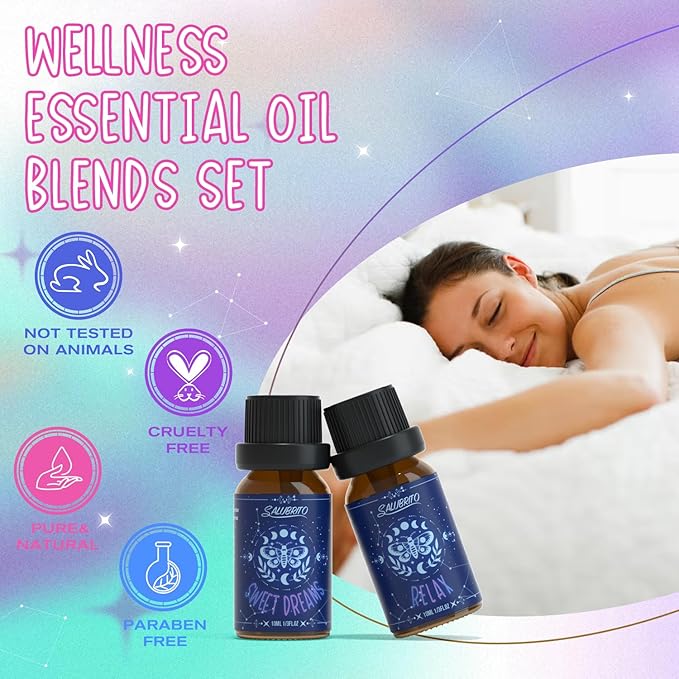 SALUBRITO Essential Oils Set, Wellness Aromatherapy Oil for Diffuser, Home, Candle, soap Making, Natural Blend Oils Gift for Women and Men, 6x10ml