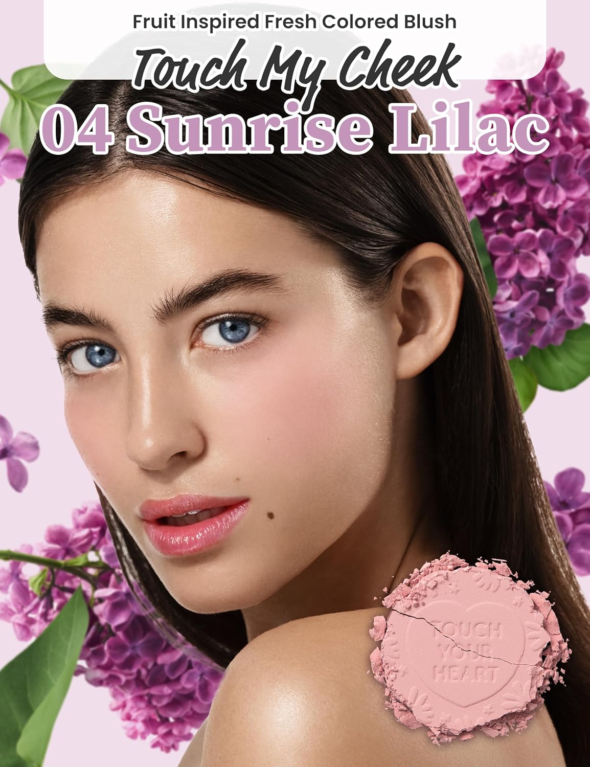 MILKTOUCH Touch My Cheek in Bloom Blush Sunrise Lilac | Face Blushes Compact Powder Makeup | Shimmer Powder Blush Oil Absorbing Powder Compact | Face Powder for Oily Skin Korean Blush (0.18 oz)