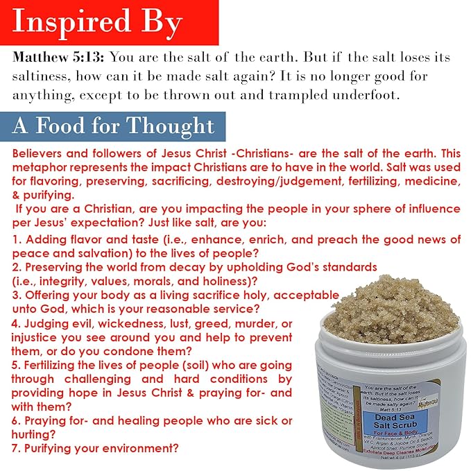 BIBLEnBeautyoils Salt Scrub, Face and Body Scrub with Frankincense, Myrrh, Orange, Dead Sea Salt Scrub, Exfoliating Sea Salt Scrub, Deep Cleansing Moisturizing Body Salt Scrub