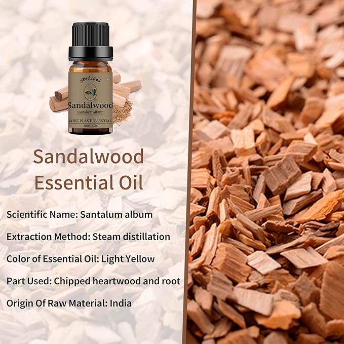 Yethious Chamomile Sandalwood Vetiver Essential Oil Set Organic 100% Pure Aromatherapy Oils for Diffuser