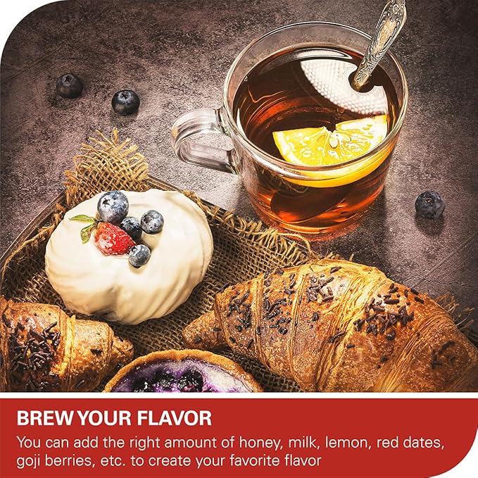 WT WEETEE Organic Puerh Tea Bags, Organic Ripe Pu'erh Tea 100 Count, Smooth, Subtly Sweet, Earthy Dark Tea Black Tea, Rich Antioxidants