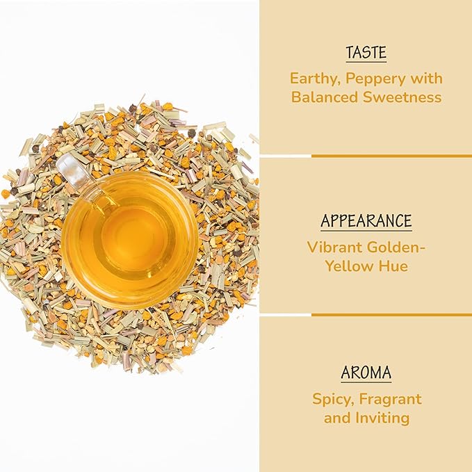 BREWIX, Turmeric Surprise Herbal Tea (75+ Cups, 5.29oz/150g), Caffeine Free Blend Of Turmeric, Black Pepper, Cinnamon, Ginger, Cardamom, Lemongrass
