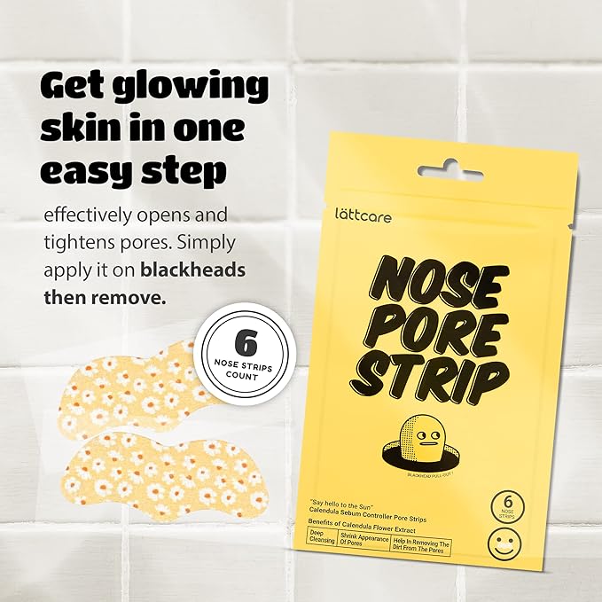 lattcare Calendula Nose Pore Strips 6Ct + Dalgona Skin Shield Patches 15Ct | Duo Pack | Blackheads Remover | Blackheads Remover | Pimple Patches | Hydrocolloid Acne Patches | 2 Items of 1 Pack