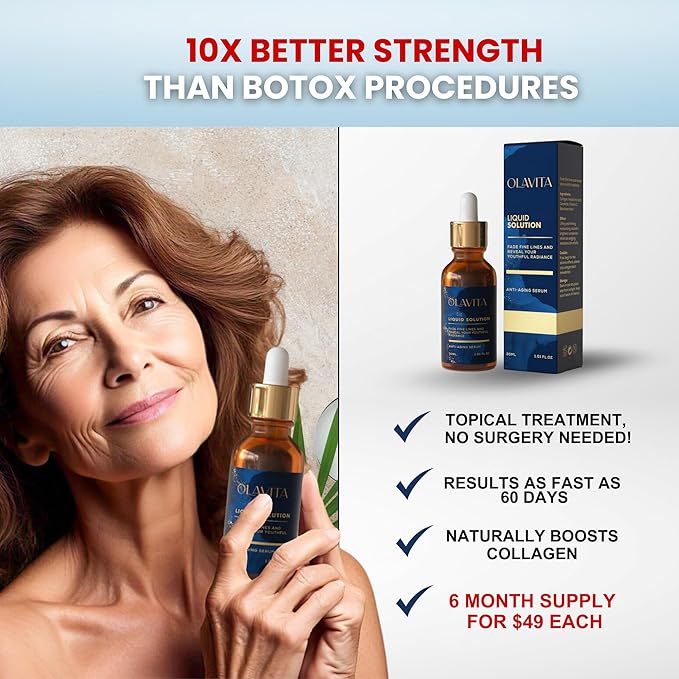 Original Olavita™ Liquid Solution Anti-Aging Face Serum – Reduces Fine Lines, Wrinkles & Dark Spots – Supports Collagen Production, Balances Oils & Improves Skin Elasticity for Radiant, Even Skin Tone