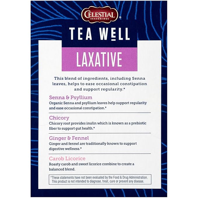 Celestial Seasonings TeaWell Herbal Tea, Laxative, Organic Carob Licorice, 12 Count (Pack of 2)