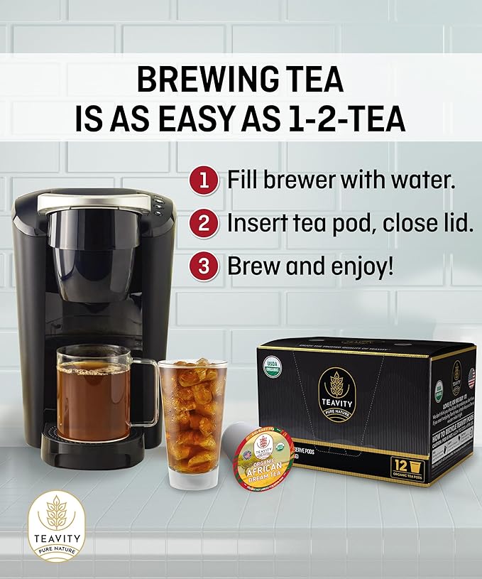 Organic Rooibos Tea Pods with Vanilla & Orange - Naturally Decaf Tea - African Dream by Teavity (12 Tea Pods)