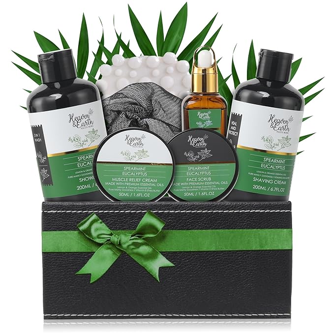 Eucalyptus Spearmint Spa Bath Set. Christmas Mint Bath Gift Basket for Men Women & Couples. Best Spa Basket for Men, Husband, Dad! (XL, Spearmint Eucalyptus)