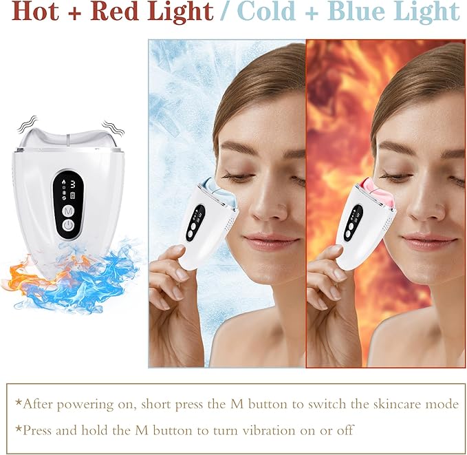 WNJ Electric Gua Sha Facial Tool, Ice + Heating Face and Neck Massager, 4-in-1 Facial Shaping Tool/Lifting Device, Anti-Aging, Anti-Wrinkle, Anti-Puffiness, Double Chin for Daily Home Skin Care