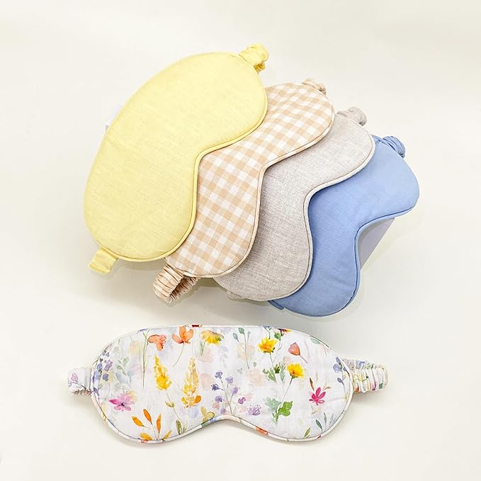 Pure Cotton Eye Mask 100% Organic Cotton Sleep Mask for Girls,Travel Breathable Sleep Mask,Adjustable Strap, Hypoallergenic, Cooling with Travel Bag Gift Package(Floral)