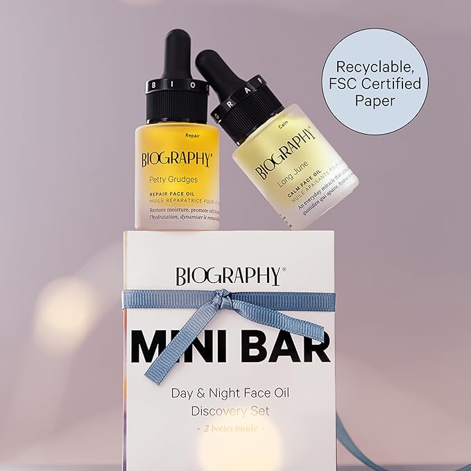 Facial Oil Gift Set- Skin Care Kit for Women- Smoothing, Quieting Moisturizer & Hydrator- Daily & Overnight Use- Beauty Travel Size Skincare Set- Ideal Gift for Women & Teens- Mini Bar by Biography