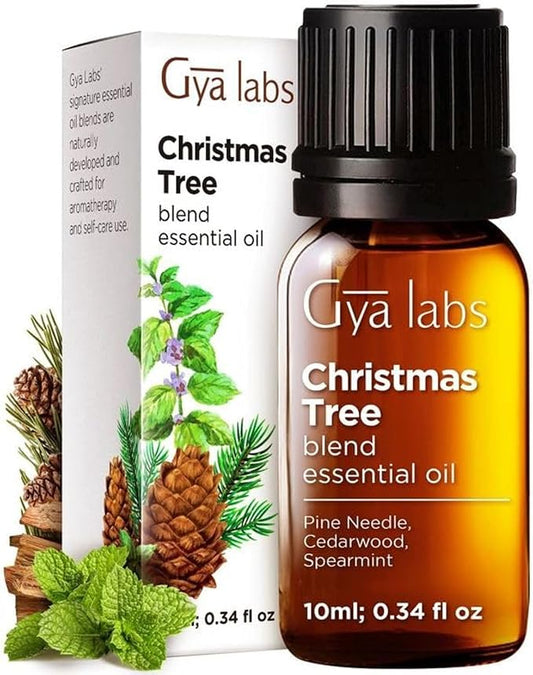 Gya Labs Christmas Tree Essential Oil Blend for Diffuser - Christmas Essential Oils for Aromatherapy, Holiday & DIY - 100% Natural Ingredients of Pine Needle, Cedarwood & Spearmint (0.34 Fl Oz)