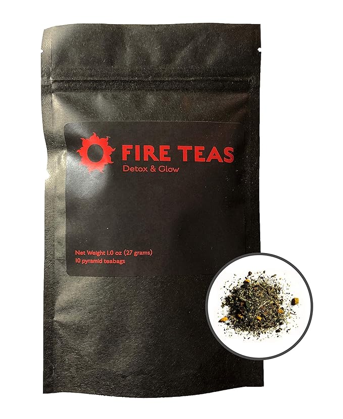 FIRE TEAS - 14 DAY TEA CLEANSE - Organic Turmeric (Curcumin), Ginger, White Peony Tea, Cardamom, Cinnamon, Hibiscus & Saffron - 20 Times More Anti Oxidants - Manufactured in the USA