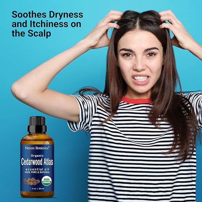 Organic Cedarwood Essential Oil 30 ml - Pure Natural Cedar Wood Oil for Diffusers, Aromatherapy & Hair Growth - Aceite de Cedro Puro - Nexon Botanics