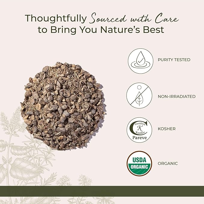 Starwest Botanicals Essiac Tea Organic - Caffeine Free Herbal Blend, Loose Leaf Burdock Root, Slippery Elm Bark, Sheep Sorrel, & Rhubarb, Certified Kosher, Non-GMO - Bulk 1 lb Bag