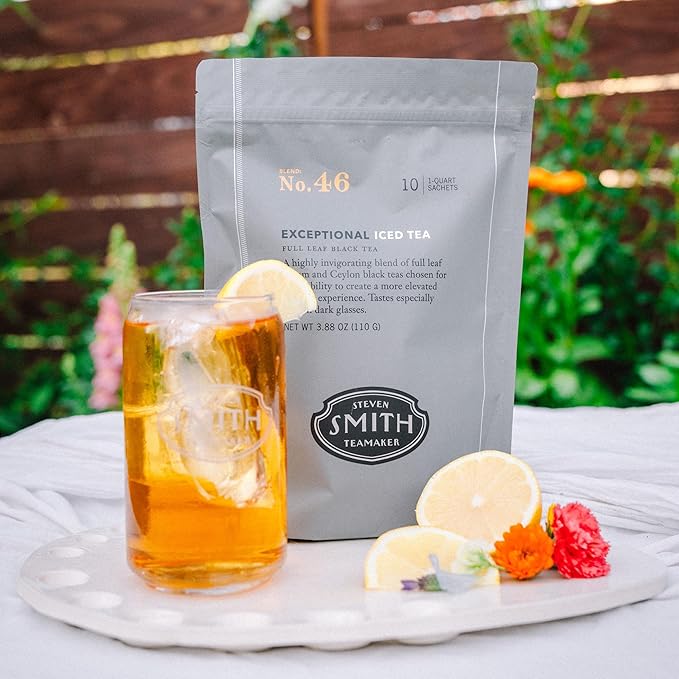 Smith Teamaker Exceptional Iced Tea No. 46, Refreshing, Caffeinated, Sustainably Grown, Full Leaf Black Iced Tea, 10 Count, 1 Quart Sachets