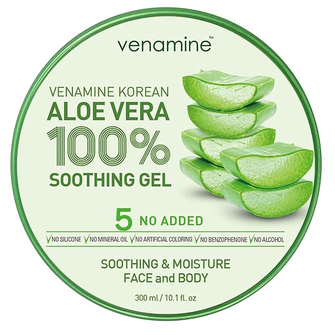 VENAMINE korean Moisture Bundle Korean Aloe Vera Gel with Pure Hyaluronic Acid with Vitamin B5 Serum bundle