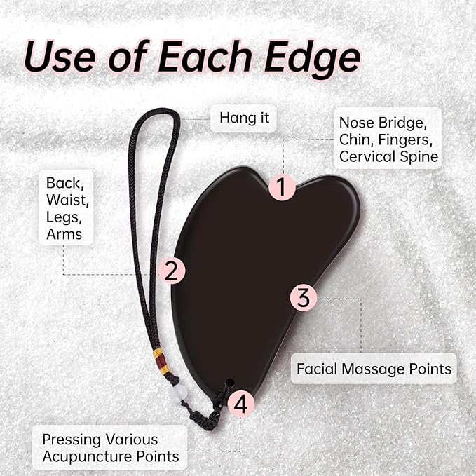 Bian Stone Gua Sha & Acupuncture Scraper, Gua-Sha Facial Body Tools Set for Reduce Puffiness, Acupuncture Scraper for Meridian Pain Relief, SinkCare Beauty Massager as Present for Women, Brown