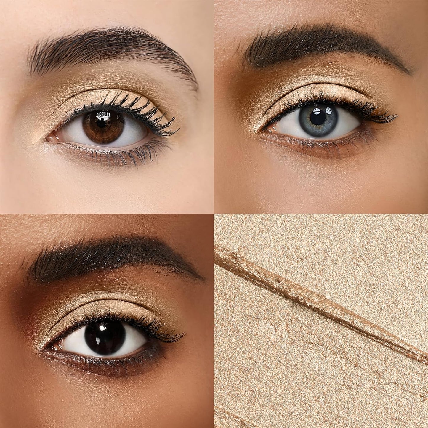 Cream Waterproof Hypoallergenic Eyeshadow Stick, long wear Metallic Glitter Matte Eye Shadow Pencil With Makeup Brush, Eye Brightener, 03 Gold Dust Shimmer