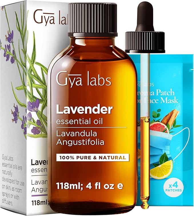 Gya Labs Lavender Essential Oil for Diffuser - Huge 4 Fl Oz - 100% Pure Natural Lavender Oil for Skin, Hair, Massage, Aromatherapy & Candle Making Scent