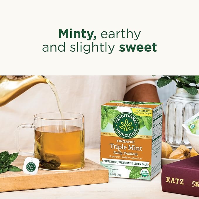 Traditional Medicinals Tea, Organic Triple Mint, Supports Healthy Digestion, Includes 16 Tea Bags