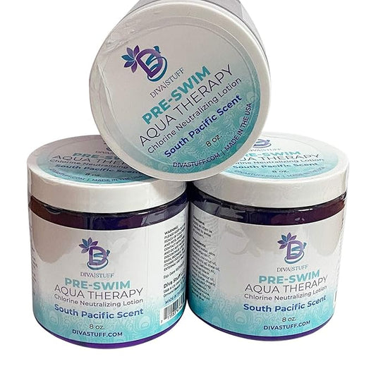 Diva Stuff Pre-Swim Aqua Therapy Chlorine Neutralizing Body Lotion, Protects Skin From Chlorine and Salt Water (South Pacific 3 Pack)