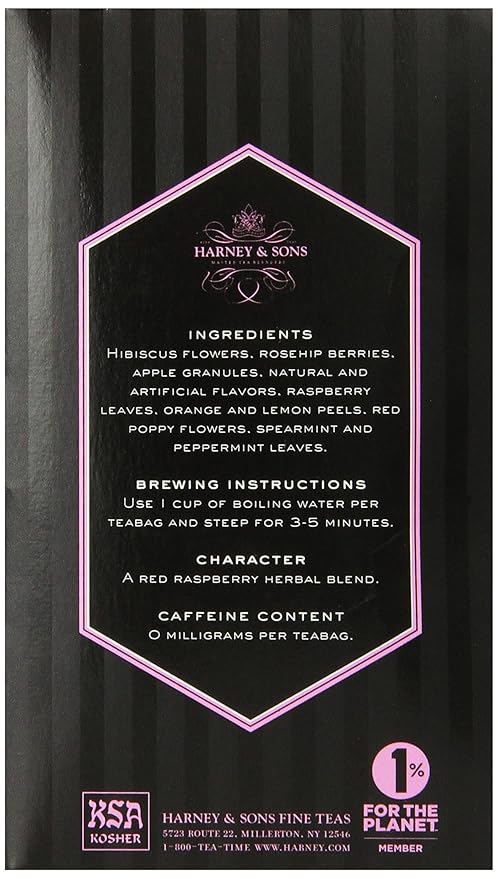 Harney & Sons Herbal Tea, Red Raspberry, 20 Tea Bags, 1.29 Oz