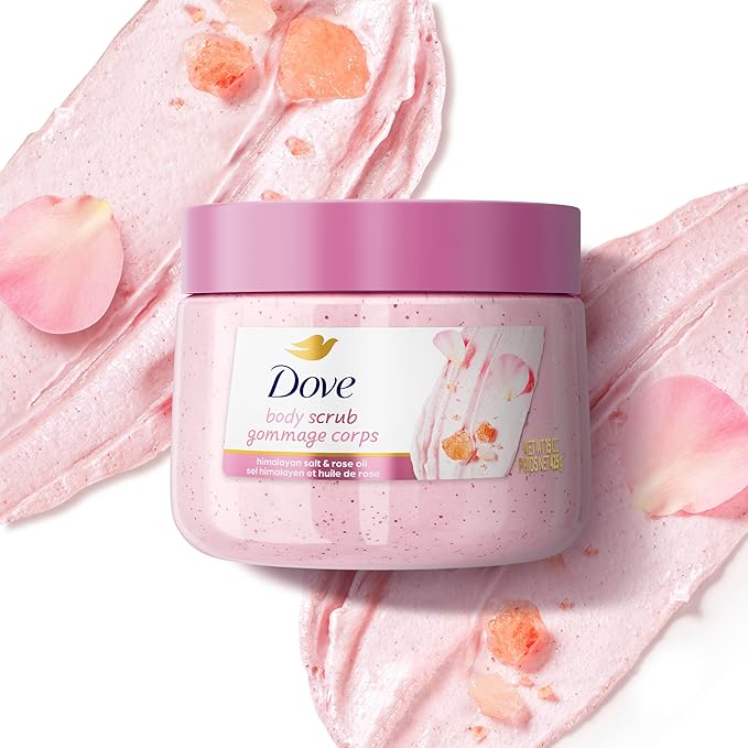 Dove Himalayan & Rose Body Scrub Exfoliates and Deeply Nourishes for Smooth, Radiant Skin 15oz