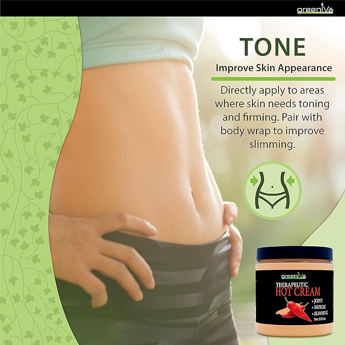 GreenIVe Hot Cream Massage Lotion Hot & Cold Sensation for Joints and Muscles and Skin Tightning Wraps (8oz Jar)