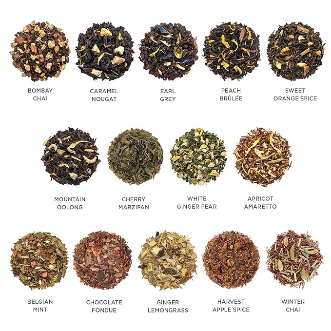 Tea Forte Winter Chalet Single Steeps Loose Leaf Premium Tea Gift Set Sampler, 28 Count, 2 of Each Assorted Blends Pre-Portioned Single Serve Pouches, Steeps 12 oz