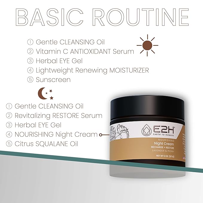 E2H Nourishing Night Cream with Lavender and Peony | Rejuvenates & Nourishes | Firms & Evens Tone | Dewy Radiant Glow