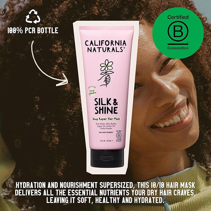 California Naturals Deep Repair Hair Mask, Paraben and Sulfate Free, Deep Conditioner for Dry, Damaged Hair, Nautral, Vegan, Hydrating and Conditioning, For Curly, Frizzy, All Hair Types, 12 fl oz
