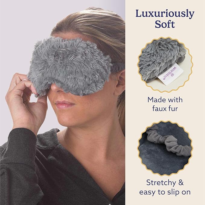 warmies Microwavable Eye Mask for Warmth & Comfort - Heating & Cooling Compress for Calming Relaxation - Weighted & Heated Eye Mask with Scented Lavender for Sleeping - Gray