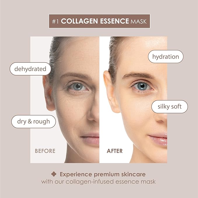 Original Derma Beauty Collagen Face Masks 36 PK Vegan Ultra Moisturizing Face Masks Skincare Sheet Masks Set for Beauty & Personal Care Korean Face Mask (Coconut)