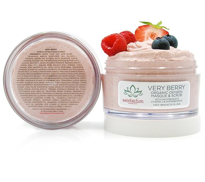 Sweetsation Therapy/Yunasence, Very Berry Oxygen Exfoliating Mask & Scrub w/Vitamin C, Enzymes & Superberries. Rejuvenating, Hydrating, Purifying.